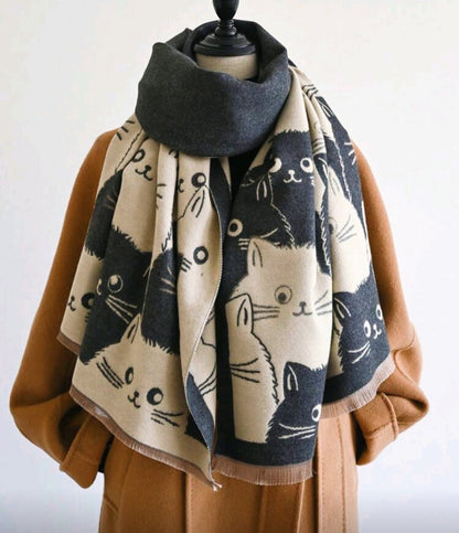 Écharpe en velours chats